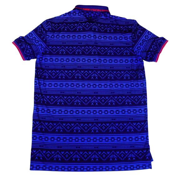 Greyson Blue Gemometric Golf Polo Shirt Mens Size Small - Picture 7 of 7
